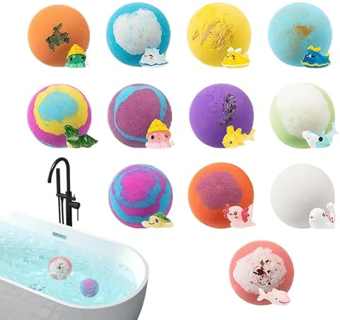 Badekugeln für Kinder, 12-teiliges Set, organisch und bunt, Badekugeln für Kinder mit Spielzeug, Geschenke für Geburtstage, , Mädchen, Weihnachtsgeschenke