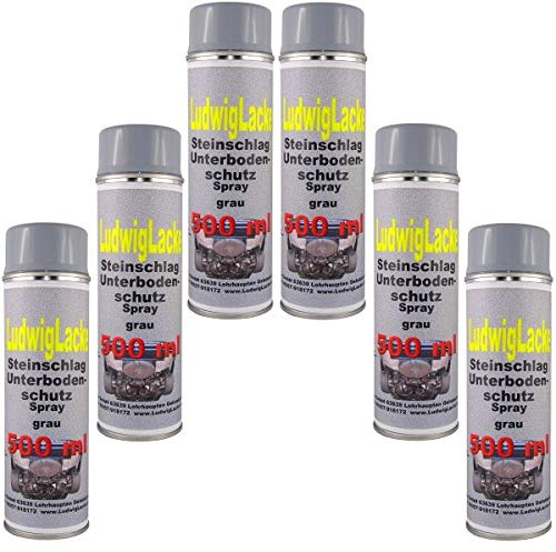 6 x 500 ml Spray Steinschlagschutz grau überlackierbar mit Autolack