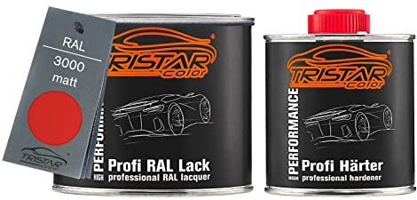 TRISTARcolor RAL 3000 Feuerrot matt 2K Autolack 0,75 Liter / 750 ml Dose inkl. Härter