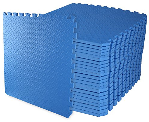 BalanceFrom Puzzle-Trainingsmatte mit ineinandergreifenden EVA-Schaumstofffliesen für MMA, Gymnastik, Heim-Fitnessstudio, schützender Boden, verschiedene Größen und Farben, 1,9 cm dick, 8,9 m², Blau