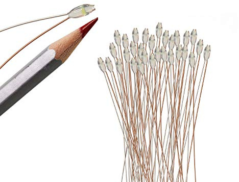 Evemodel 30pcs Pre-soldered Micro Litz Wire Blue SMD 0603 LED Light 20cm Wire Resin Cover