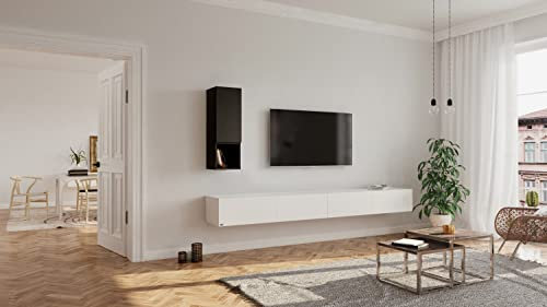 Wuun® Somero Lowboard Tv-Board Wohnwand SW1 (Board: Weiß-Matt/Hochschrank: Schwarz-Matt, 240cm (120cm x 2)