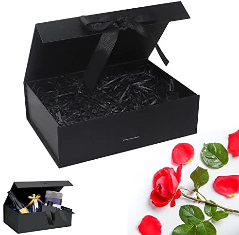 Geschenkbox mit Deckel 21 * 16,5 * 7 cm Geschenkverpackung Box Geschenkbox mit Schleife Wiederverwendbare Dekorative Box für Hochzeiten, Geburtstage, Jubiläen (A)