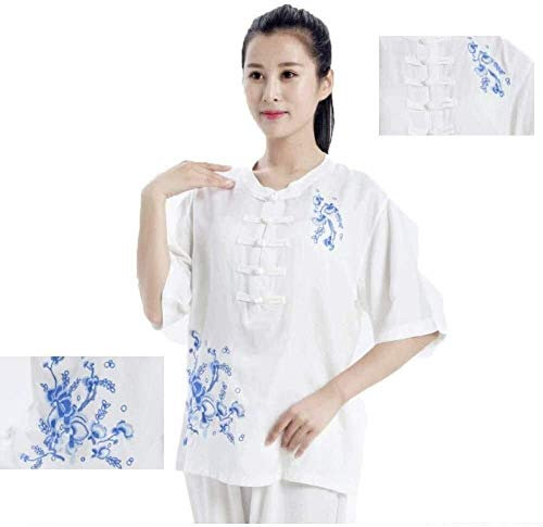 Vier-Jahreszeiten-Tai-Chi-Uniform-Set, Kampfsport-Anzug, Damen-Tai-Chi-Kleidung, bestickte, kurzärmlige Sommer-Leinen-Übungskleidung, Kampfsport-Anzüge, Zen-Meditations-Yoga-Anzug