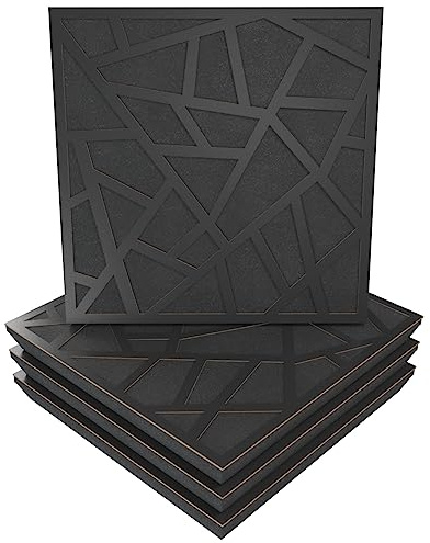 4-Pack — Sound Absorption-Diffuse Acoustic Panel | 50x50x5cm | Absorption - Diffusion - Reflection - Soundproofing | Wood Perforated laminated: (x4 SKYROSS, Black)