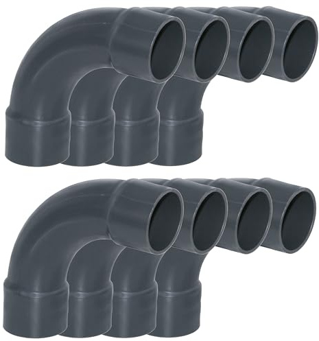HAF 8X PVC Fittings Bogen 90° mit 50mm x 50mm | Klebemuffe x Klebemuffe | Winkelverbinder aus grauem PVC-U | PN16 für PVC Rohr, Poolfitting, Schwimmbad, Poolverrohrung, Druckleitung, Rohrleitung