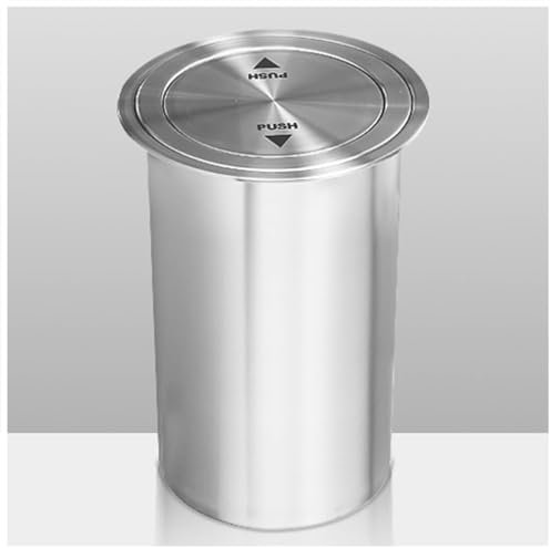 Cestino per rifiuti da incasso sul piano di lavoro con coperchio basculante, contenitori per rifiuti in acciaio inox per cucina, coperchio per pattumiera rotondo incassato, cestino creativo per rifiu