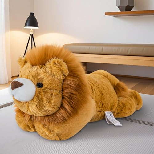 TRAVELKNOT Gewichtskuscheltiere Löwe Plüschtier, 48CM 1KG, Gelb