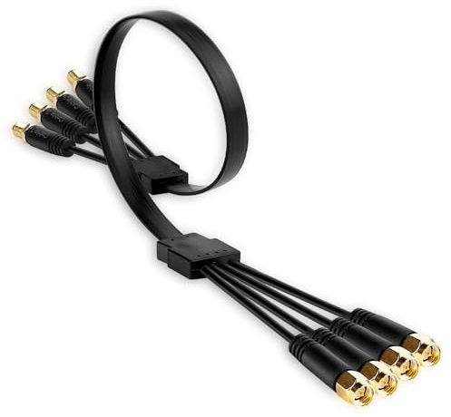 nelawya SMA Fensterdurchführung Flachkabel für 5G/LTE Antennen | Verlustarmes Ultra-Dünnes 4-in-1 Durchgangskabel | SMA Stecker auf Buchse | Ideal für Fenster und Türen, 50 cm