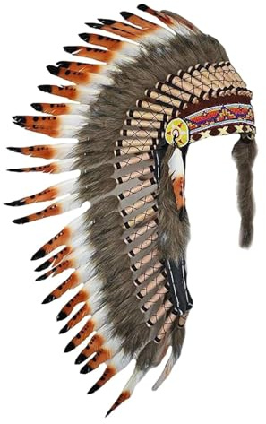 kowaku Indianerhäuptling-Kopfschmuck, Kopfschmuck aus künstlichen Federn