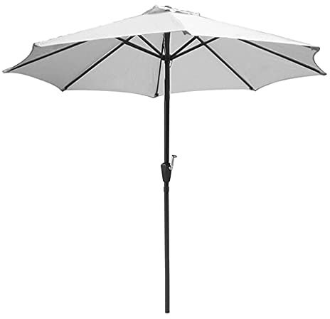 HADECOLL Gartenschirm, 270 cm, Polyester, Eisen, Mit Kurbel, Sonnenschutz, Strand, Terrasse, Markt, Überdachung, Gut, Weiß