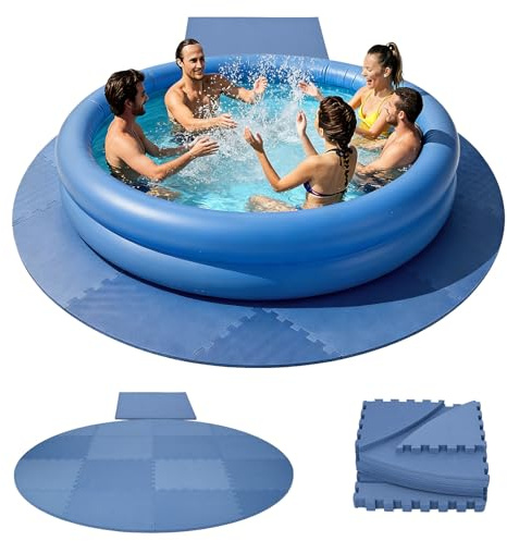 Nisorpa 77 Inch Extra Thick Hot Tub Mat 1/2 Hot Tub Pad Foundation for Inflatable Tub EVA Foam Padding Flooring Protector Non Slip for Outdoor Hot Tubs Non Slip Pool Spa Pad Game Camping Mat (Blue)