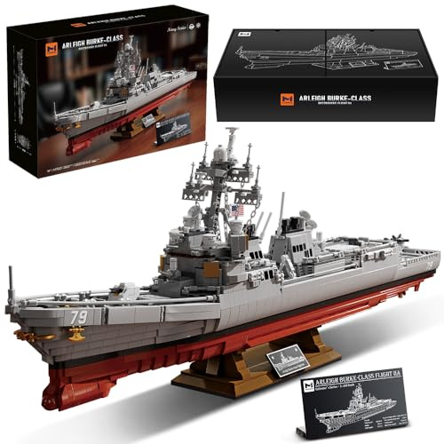 MISINI M7021 Arleigh Burke-Class Zerstörer 1:200 Klemmbausteine Set, 3601 Teile USN Kriegsschiff Modell, Groß MOC Schlachtschiff Gebäude Spielzeug Geschenk für militärische Enthusiasten und Erwachsene