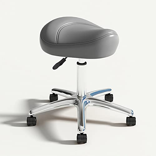 Sadelpall med hjul, justerbar svängbar rullstol för ergonomiskt stöd på kontor, salong, klinik och hemmabruk