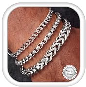 Morfetto Mens Bracelets 18K Gold Plated Silver Bracelet for Men | Stainless Steel for Waterproof Non Tarnish,Sturdy Link Box Chain Herringbone Figaro Bracelets Set Mens Accessories Presents