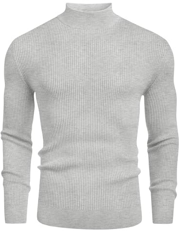 COOFANDY Mens Jumper Turtle Neck Jumper Mock Neck Jumpers | Slim Fit Sweaters Roll Neck Jumpers Knitted Jumper, Turtle Neck Tops for Men, Winter, Warm, Work, Home