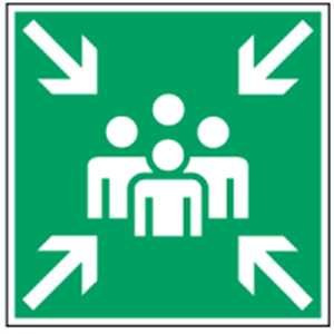 Schild Sammelstelle gem. ASR A1.3/ BGV A8 Alu 20 x 20cm (Rettungsschild, Fluchtweg, Sammelpunkt) praxisbewährt, wetterfest
