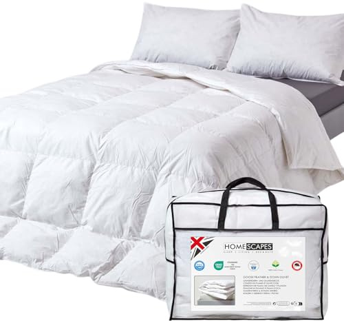 HOMESCAPES Edredón Relleno nórdico Confort Plumón de oca para Cama de 90 con una Densidad de 350gm²