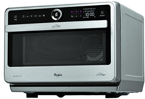 Whirlpool Microonde a libera installazione JT 479 IX Chef Premium termoventilato combinato, 33 litri, Inox, con griglia alta, griglia bassa, piatto Crisp + maniglia