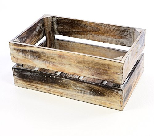 Divero Vintage Holzkiste M - Stilvolle Aufbewahrungsbox im Shabby-Chic Look, Braun Geflammt, Handgefertigt, Vielseitig Einsetzbar, 47x29,5x20cm