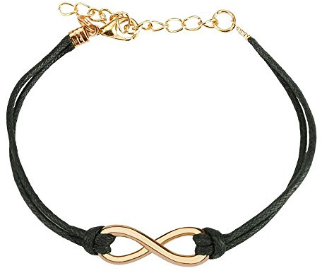 Bungsa Armband Unendlichkeit Infinity aus Leder - Schwarz, Braun, Pink, Blau, Weiß - BFF Freundschaftsarmband für Damen & Herren