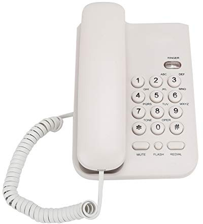 Téléphone Fixe, Téléphone Filaire Moderne, Pas Besoin de Batterie, Résistant à l'usure, Suppression du Bruit, pour la Maison, Hôtel, Entreprise, Bureau, 2 Couleurs(Blanc)