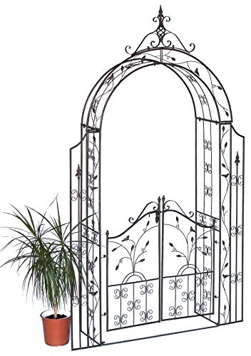 DanDiBo 18604 Arche de jardin avec porte en métal pour rosiers avec treillis rond