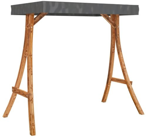 vidaXL Bugholz Schaukelgestell mit Anthrazit Dach Holzgestell Gestell Rahmen für Hollywoodschaukel Gartenschaukel Schaukelbank Teak-Finish