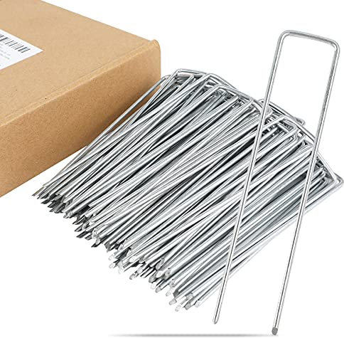 YAOBLUESEA Erdanker fur Unkrautvlies, 100 Stück Unkrautvlies Haken, 15 cm Bodenanker Erdnägel Stahl Anti-Rost Erdanker Hering für Zelt Stabile Bodenanker für Unkrautvlies Gartenvlies Zaun und Camping