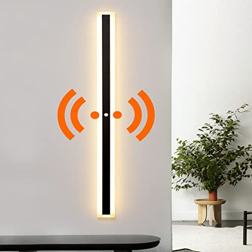 VOMI Lampe Wand Schwarz LED Wandleuchte Innen/Aussen mit Bewegungsmelder IP65 Spiegelleuchte Warmes Licht Lang Wandlampe Außen-Leuchte Wandbeleuchtung Lichtleiste Treppen Gärten Terrassen Flur,100cm