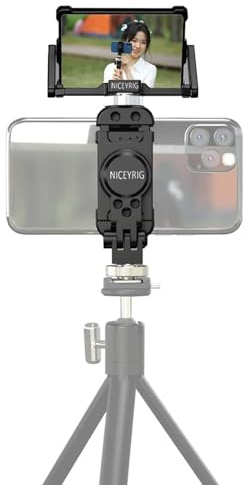 NICEYRIG Smartphone-Selfie-Vlog-Spiegel-Set, anwendbar für iPhone 14, 13, 12, 11 Pro Max, SE, mit multifunktionaler Metall-Stativhalterung/Kaltschuh-Halterung, Handyhalterung – 517