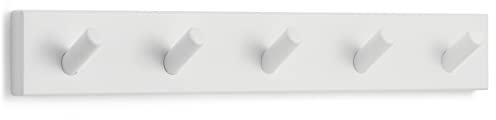LARHN Garderobenhaken Weiß - Garderobenleiste Weiß mit 5 Haken - 43 cm - Kleiderhaken Wand - Wandgarderobe für Flure, Garderoben, Schlafzimmer und Badezimmer
