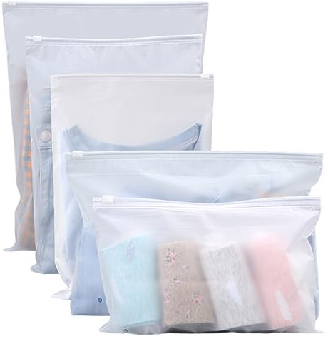 30 Pièces Sac de Rangement Voyage Plastique Étanche - Transparent Dépoli en 5 Tailles pour Costume, Chaussures, Cosmétiques - Fermeture Zipper