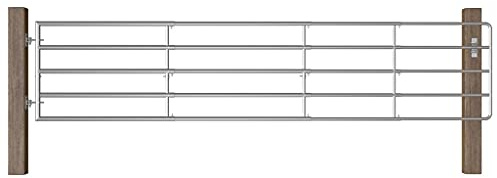 LAPOOH 5-Rohre-Weidetor, Türen Für Zaun - Weidezauntor für stufenloses ausziehen, Paddock, Weide, Gatter - Stahl (150-400)×90 cm Silbern