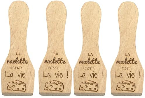 Ernestine – Lote de 2 o 4 espátulas de raspador grabadas con texto – espátulas de madera personalizable – accesorio raclette poelons personalizados – espátula utensilios queso raclette cocina madera