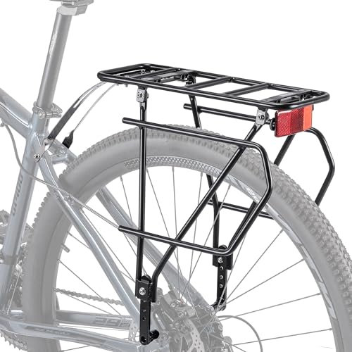 CXWXC Rear Bike Rack with Basket - Bike Cargo Rack for Disc Brake/Non-Disc Brake Mount - Bicycle Pannier Rack, Touring Carrier Rack fit 26”-29” and 700c