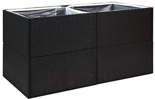 Makastle Bac à Fleurs, Pot à Fleurs Résine tressée, Lit Surélevé de Jardin, Jardinière, Pot de Fleurs bac Vertical pour l'intérieur et l'extérieur, Noir 157x80x80 cm