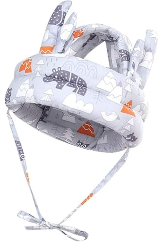 AORHOFJ 1 Stück Bump Proof Baby Krabbelhelm, Bump Proof Kopfschutz für Baby, Kleinkind Kind Schockmütze, Baumwollmütze Kopfschutzmütze verstellbar, geeignet für Babys 6 bis 24 Monate