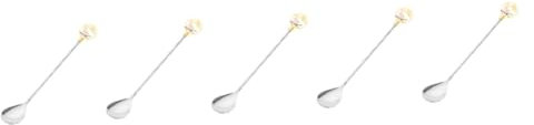 Amosfun 5pcs Drink Mixing Spoon Metal Spoon Reusable Fine Polishing Easy to Use