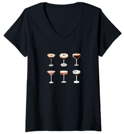 Womens Espresso Martini Glasses Bachelorette Party Girls Weekend V-Neck T-Shirt