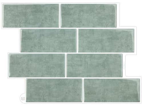 WoStick Suelo Vinilo Autoadhesivo, 3D Papel Pared de Cocina, Azulejos Adhesivos Vintage Verde para Baño (29x21cm)