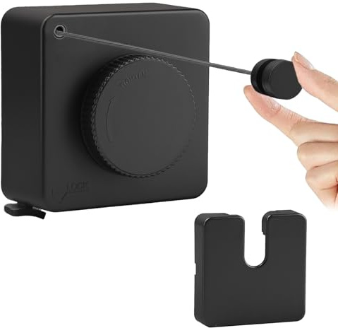 GAESHOW Wäscheleine Einziehbare, Ausziehbar für Wand Kein Durchhängen, 4,8 m langem Stahlkabel für Badezimmer, Waschküche, Balkon, Garten (Schwarz)