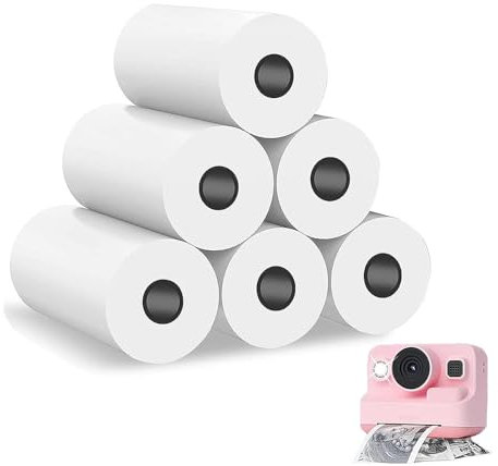 Lot de 6 rouleaux de papier thermique pour appareil photo d'enfant, appareil photo d'enfant, imprimante thermique, imprimante thermique, papier d'impression blanc zéro encre, pour enfants, appareils