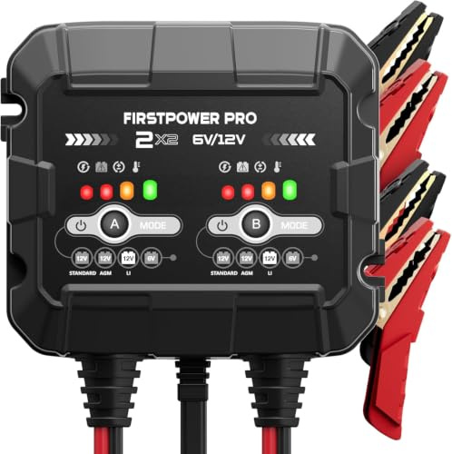 2-Bank, 4A (2A/Bank) Trickle Charger for Car Battery, 12V 6V Car Battery Charger, Automotive Battery Trickle Charger, Maintainer, for Motorcycle Lawn Mower AGM, Lithium Batteries - 1PC | Double Battery Charger, Automotive Trickle Charger for Car Battery, Maintainer, for Motorcycle AGM, Lithium Batteries