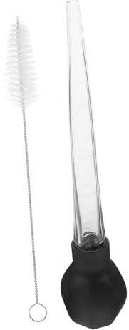 AUTSUPPL Liquid Transfer Pump Turkey Baster for Cooking BBQ Meat Basting Brush Bulb Pump with Black Octagonal Silicone Bulb and Cleaning Brush Baking Liquid Dropper Tool