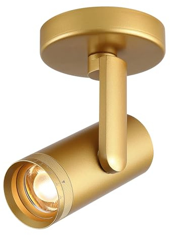 Opulux 12W LED Gold Dimmable Zoomable Ceiling Spotlight Indoor – Adjustable Wall Surface Mount Accent Light for Home Corridor, Picture, Plants & Painting | Warm White 3000K CRI 97