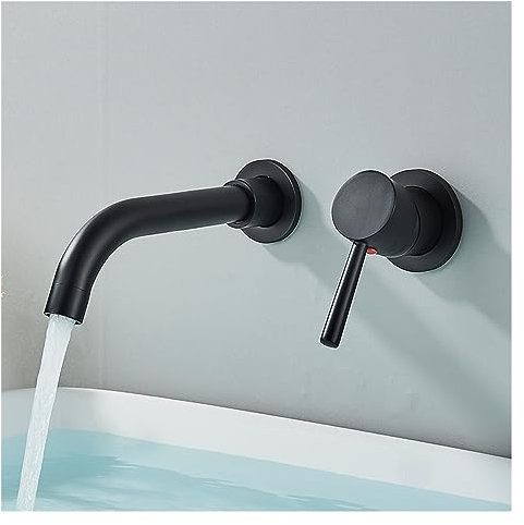 Faucet Brushed Gold Basin Faucet Concealed Wall Mounted Faucet Tap 360 Rotation Single Handle Hot Cold Water Bath Mixer Tap(Matte Black) water-tap