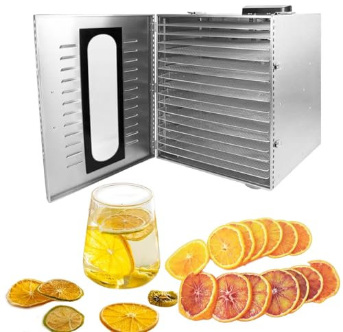 Commercial Food Dehydrator Machine, 1000W 15 Trays Stainless Steel Food Dehydrated Dryer - 24H Timer Touch-Control, for Jerky Herbs Meat Beef Fruit Vegetables, Built-in Light,220V