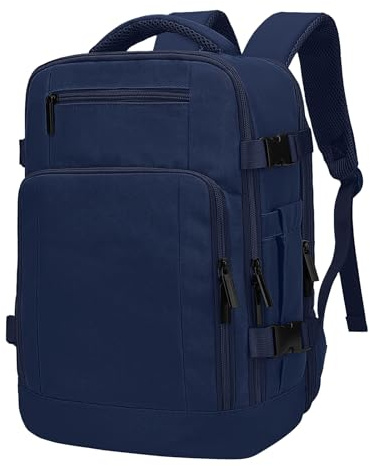 ZHXX zaino easyjet 45x36x20,bagaglio a mano,30L zaino aereo con compartimento dedicato per laptop da 15,6”, Tasca nascosta, foro USB e foro cuffie.Grigio scuro.