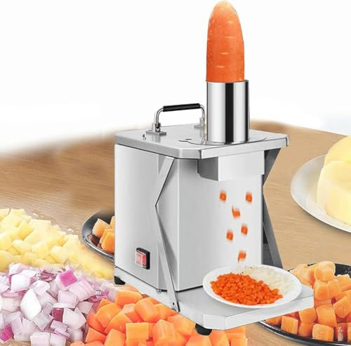 XSDAJSD Affettatrice elettrica Commerciale per Verdure, affettatrice per Frutta e Verdura, Tritatutto Automatico per Patate, cipolle e Carote, tagliatrice a cubetti, Tritatutto per Verdure, 10 mm